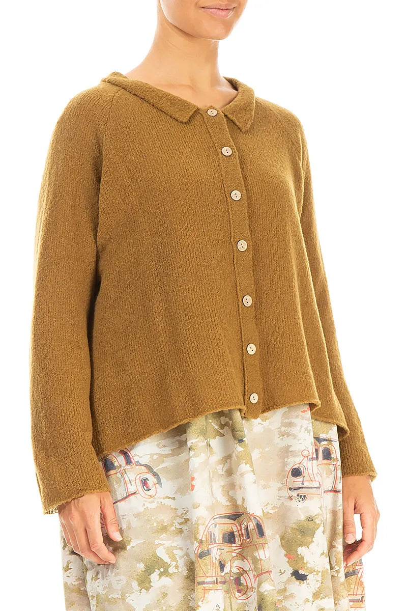 Collar Neck Honey Wool Cardigan 3