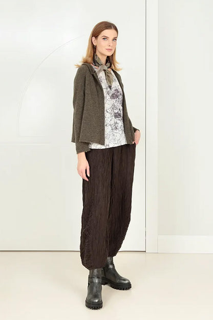 Collar Neck Khaki Wool Cardigan 6