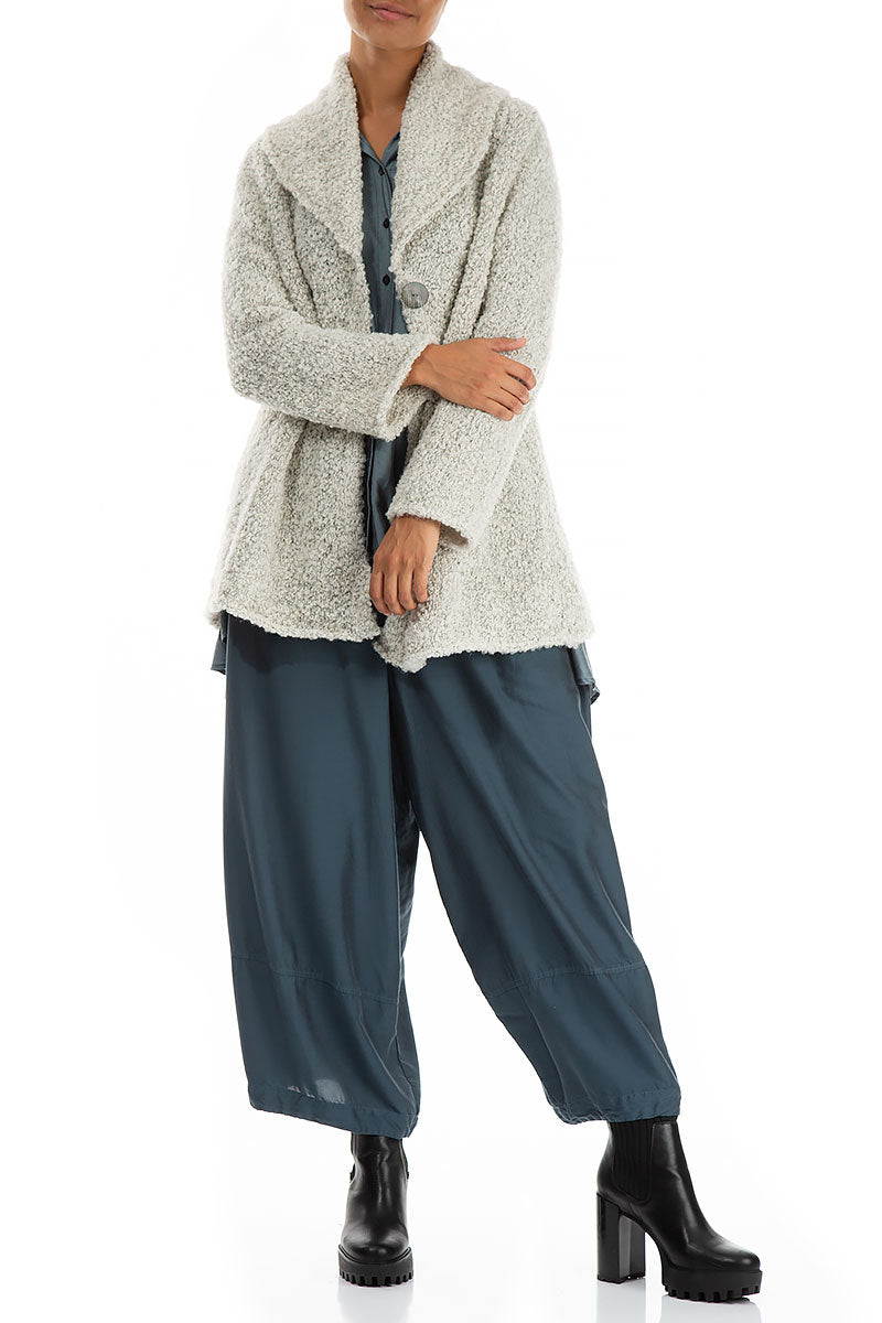 Collar Neck Mélange Pearl Alpaca Wool Cardigan 5