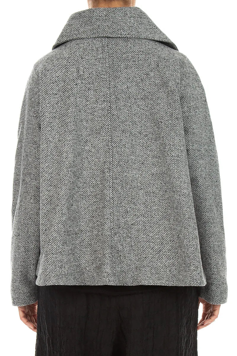 Collar Neck Soft Grey Wool Jacket