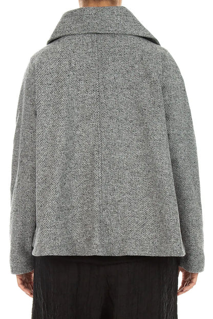 Collar Neck Soft Grey Wool Jacket
