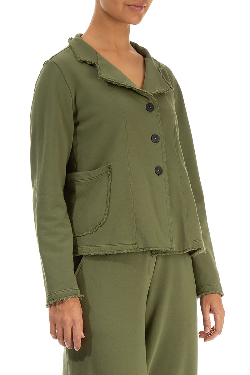 Collar Olive Cotton Jacket