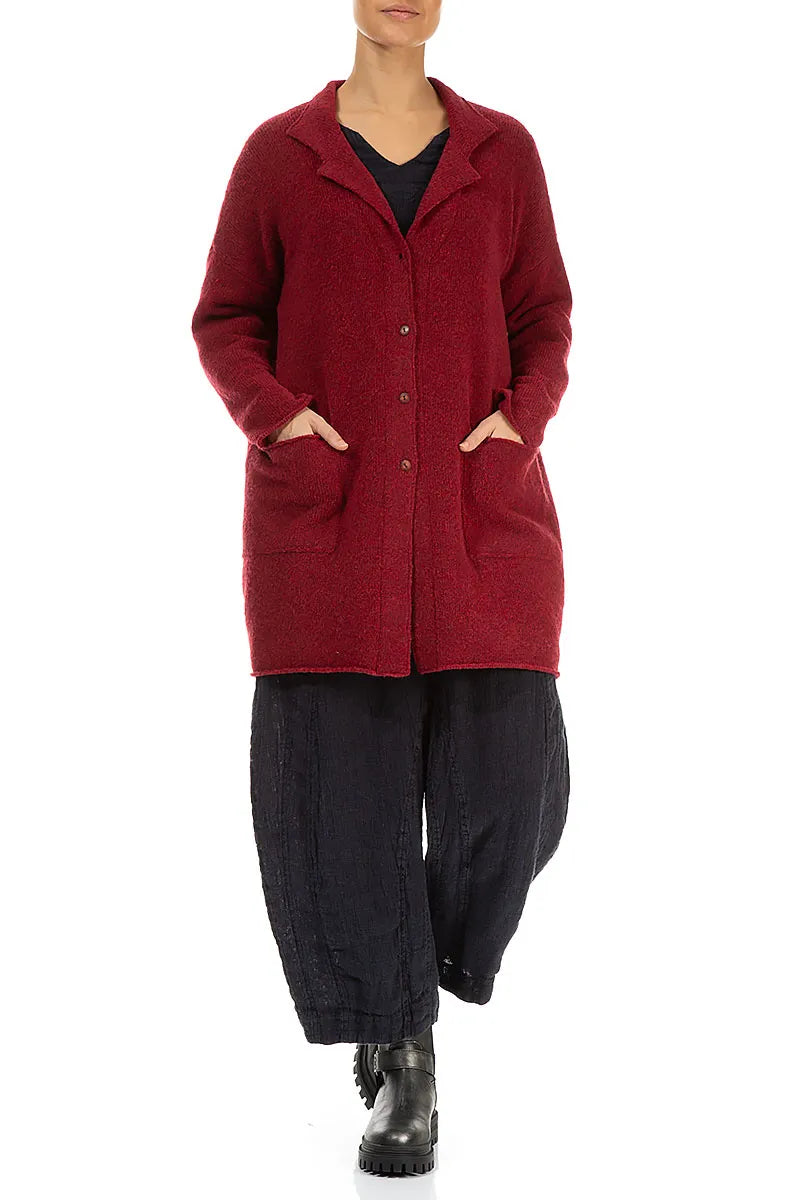 Collar Ruby Red Wool Cardigan 4