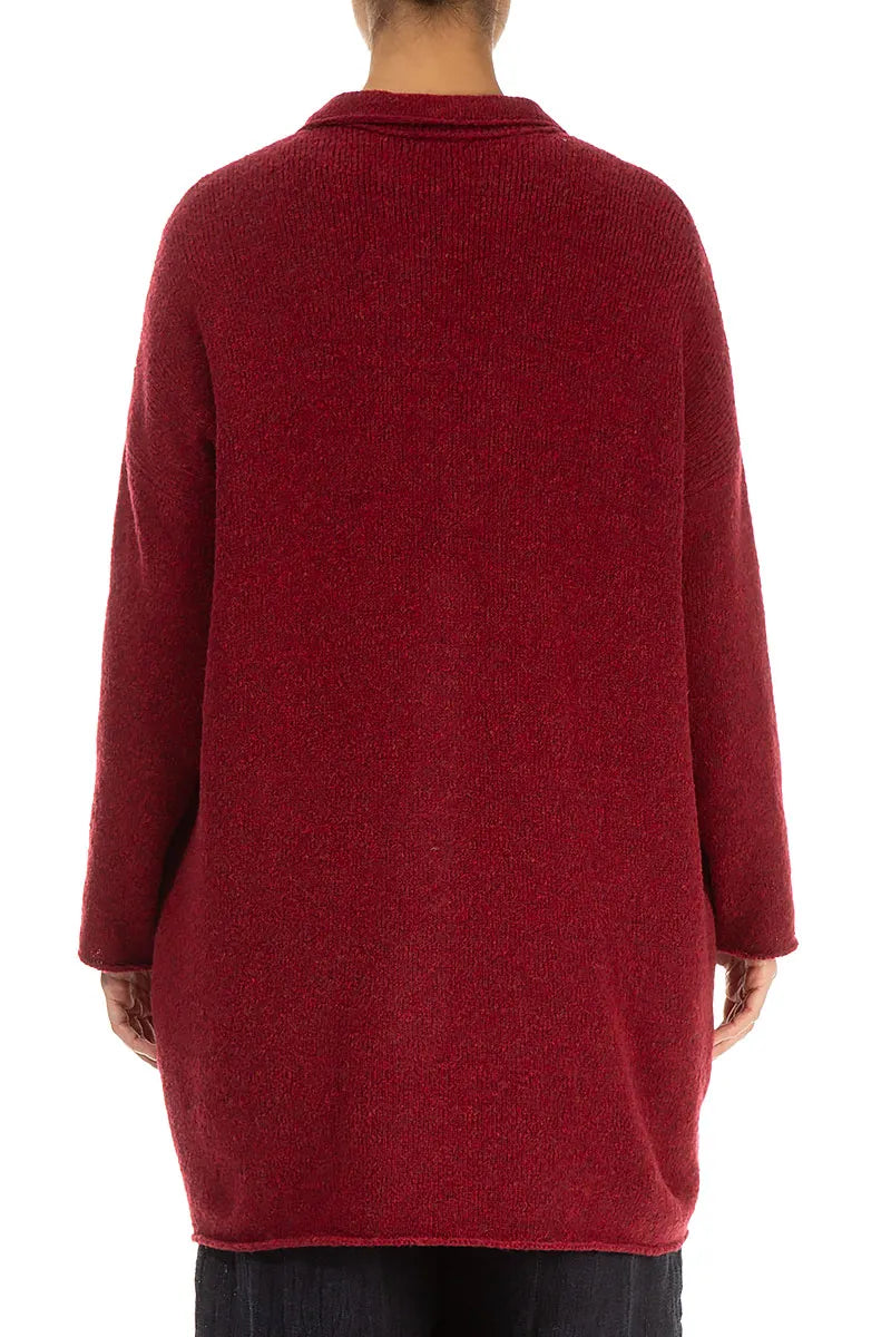 Collar Ruby Red Wool Cardigan 2