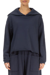 Collar Slate Blue Cotton Jumper 2