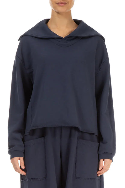 Collar Slate Blue Cotton Jumper 2