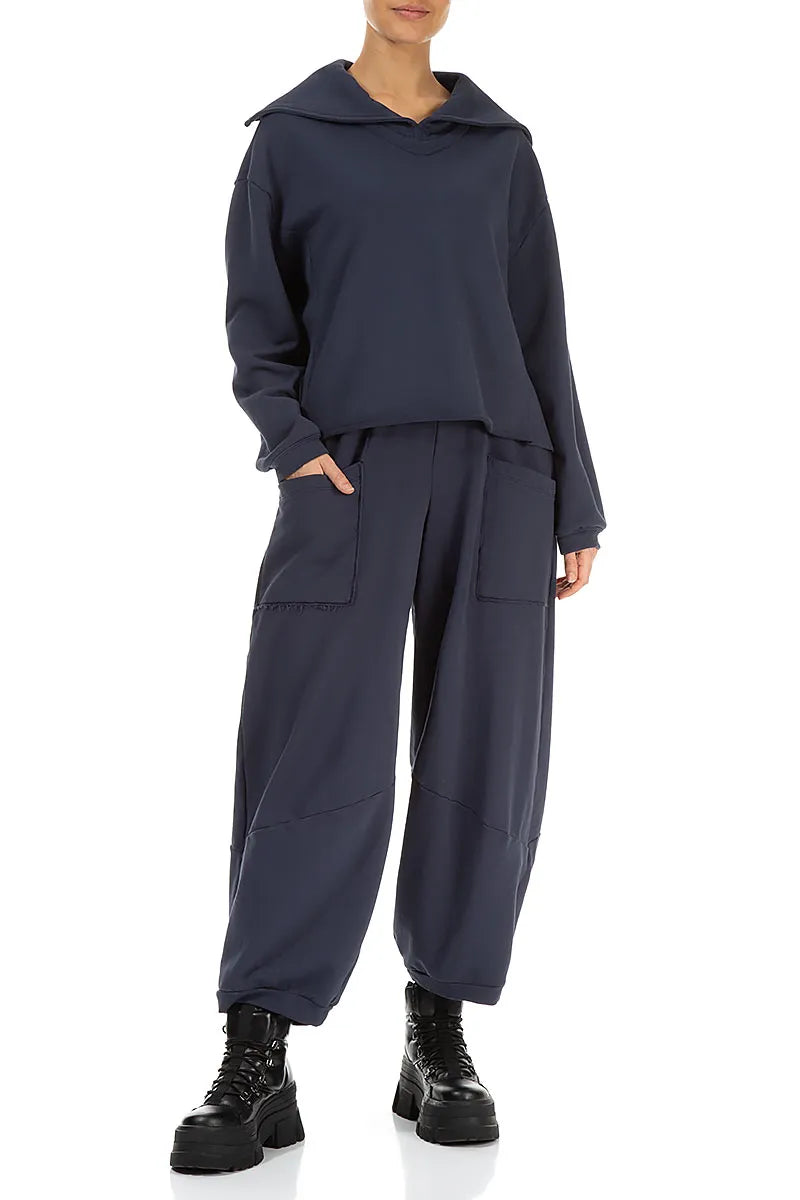 Collar Slate Blue Cotton Jumper 5