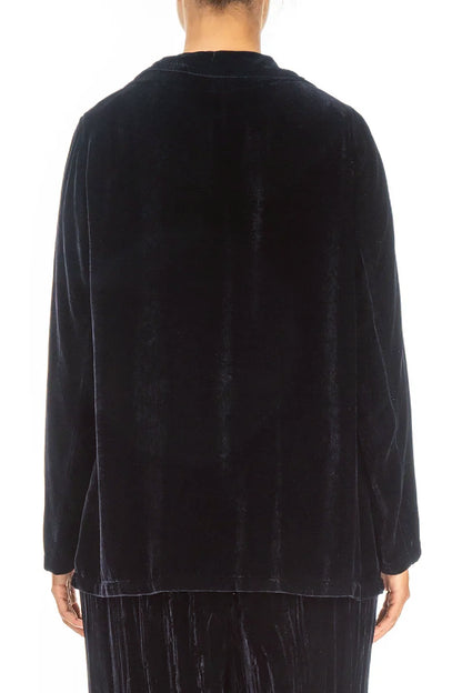 Collar Slate Blue Silk Velvet Jacket 2