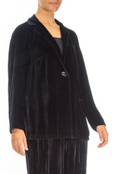 Collar Slate Blue Silk Velvet Jacket 3