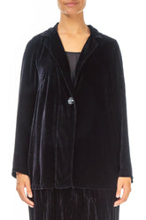 Collar Slate Blue Silk Velvet Jacket 1