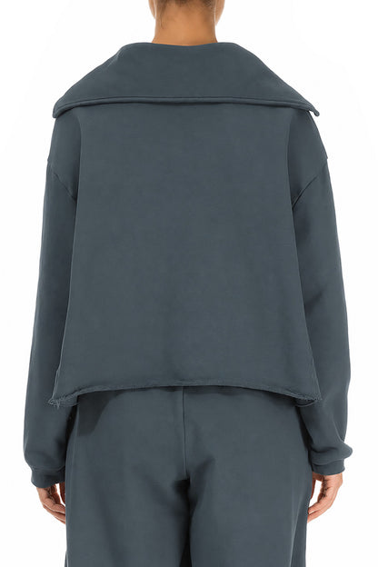 Collar Slate French Terry Cotton Jumper