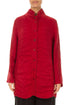 Collar Textured Cherry Red Silk Linen Jacket 1