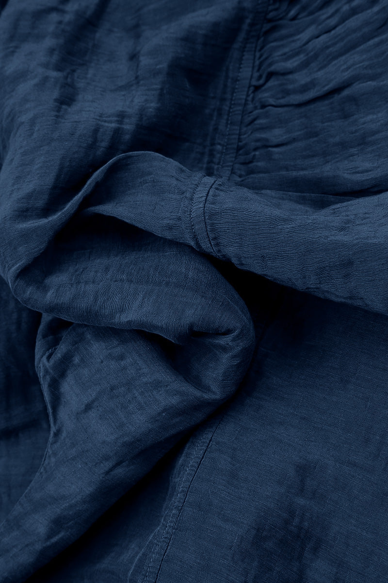 Collar Textured Royal Blue Silk Linen Jacket 5