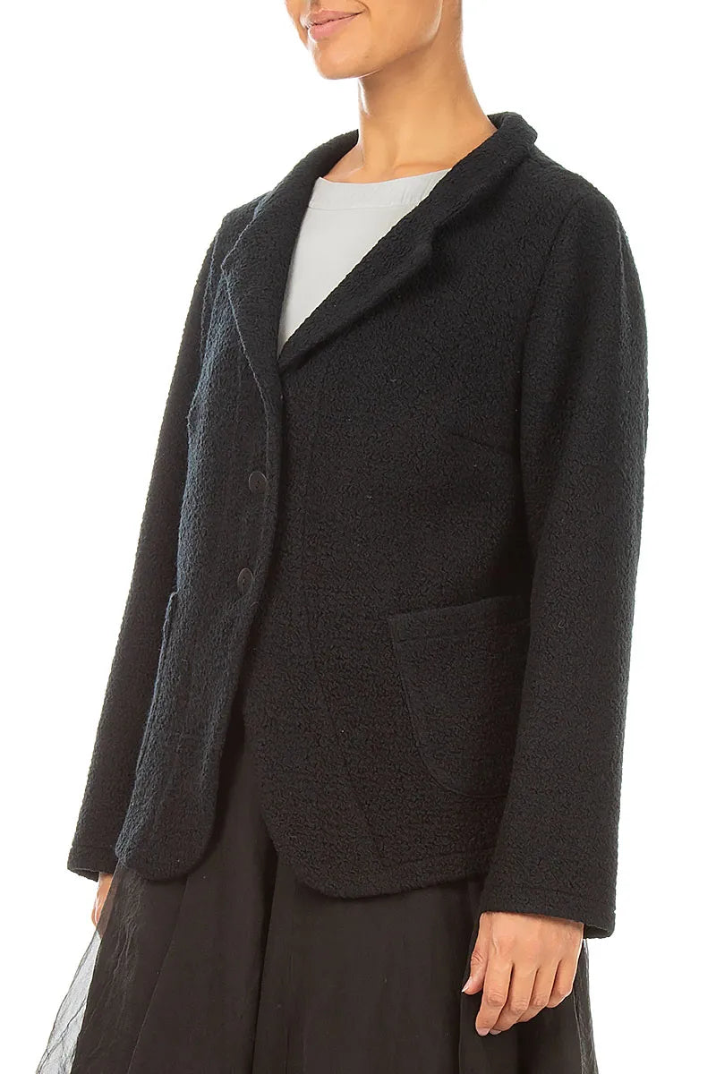 Collared Black Wool Jacket 3