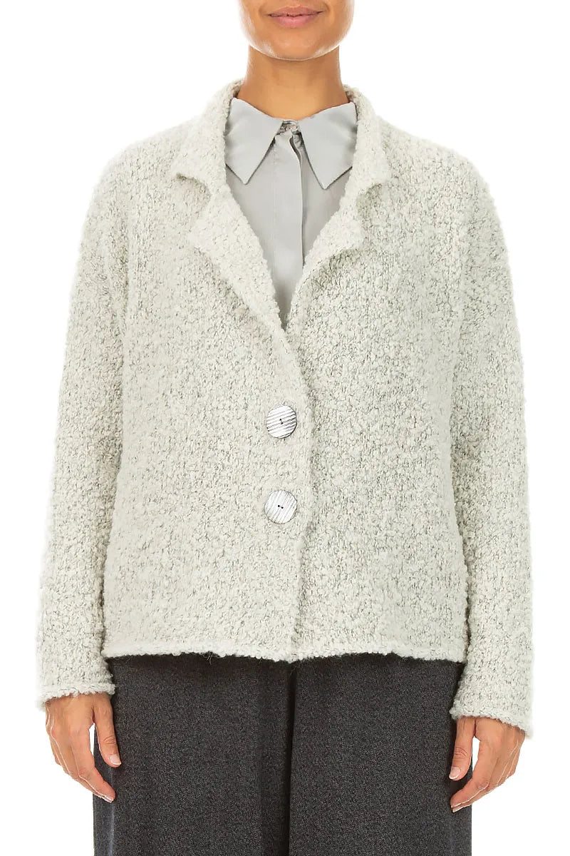 Collared Mélange Pearl Alpaca Wool Cardigan 1