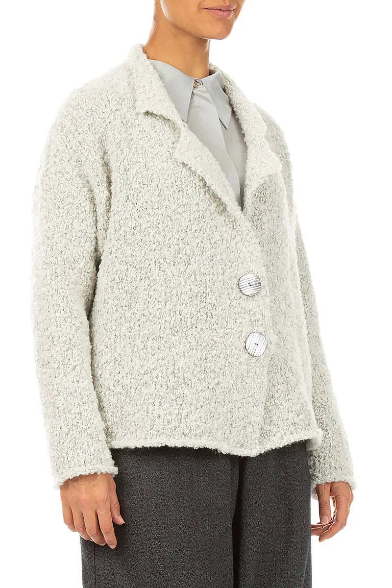 Collared Mélange Pearl Alpaca Wool Cardigan 3