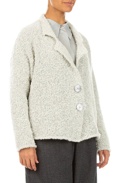 Collared Mélange Pearl Alpaca Wool Cardigan 3