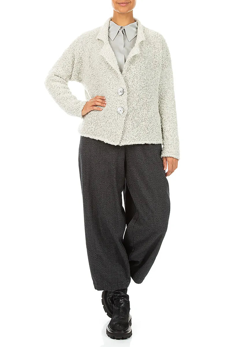 Collared Mélange Pearl Alpaca Wool Cardigan 4