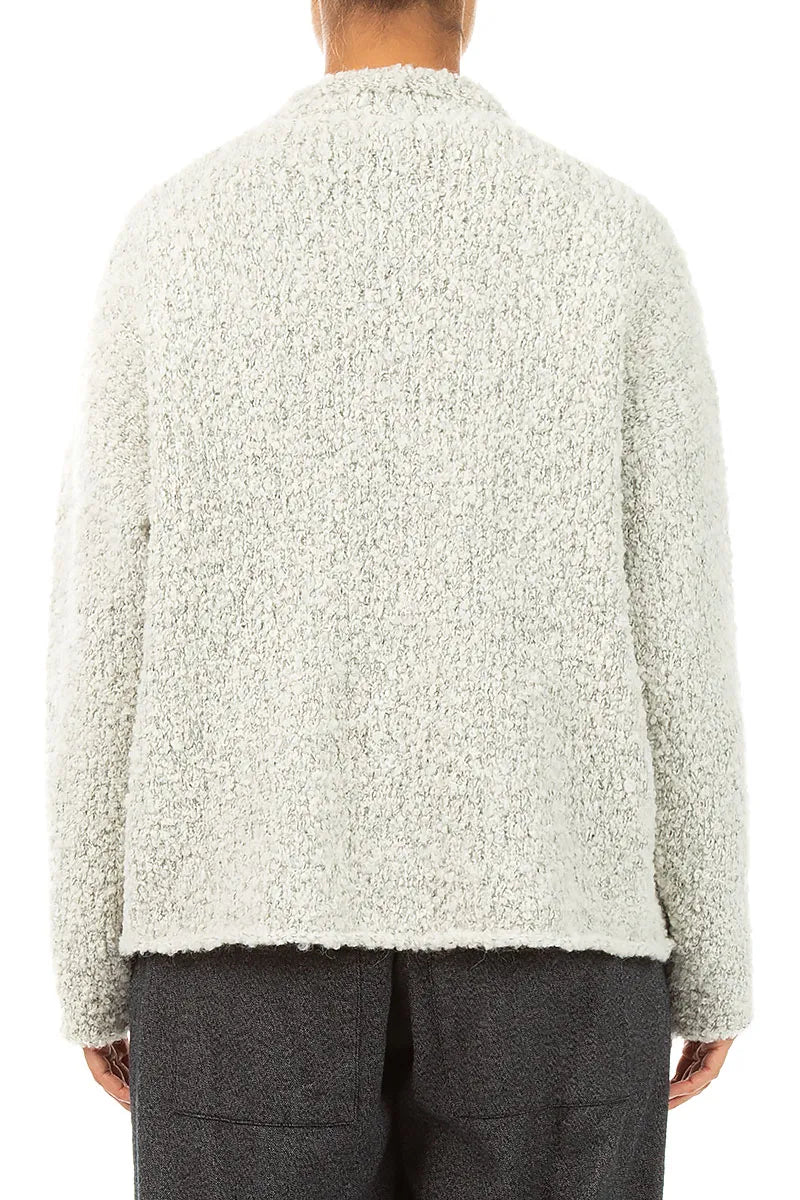Collared Mélange Pearl Alpaca Wool Cardigan 2