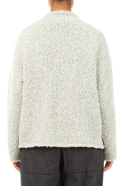 Collared Mélange Pearl Alpaca Wool Cardigan 2