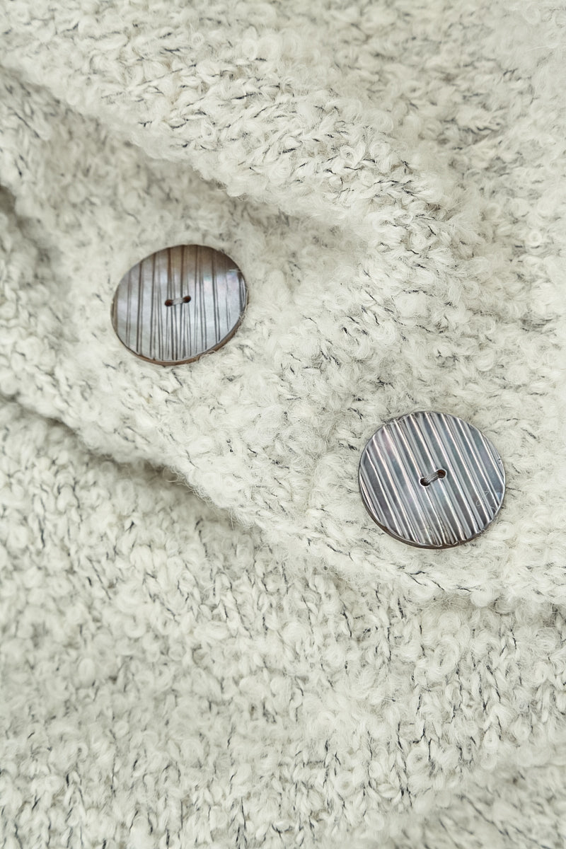 Collared Mélange Pearl Alpaca Wool Cardigan 5