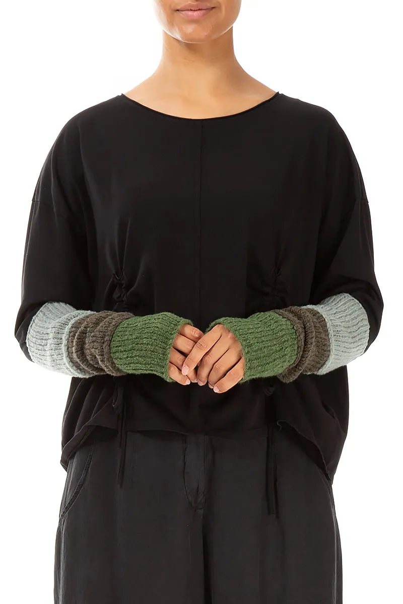 Colour Block Khaki &amp; Sage Wool Wristlets 3