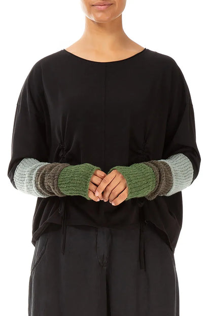 Colour Block Khaki &amp; Sage Wool Wristlets 3