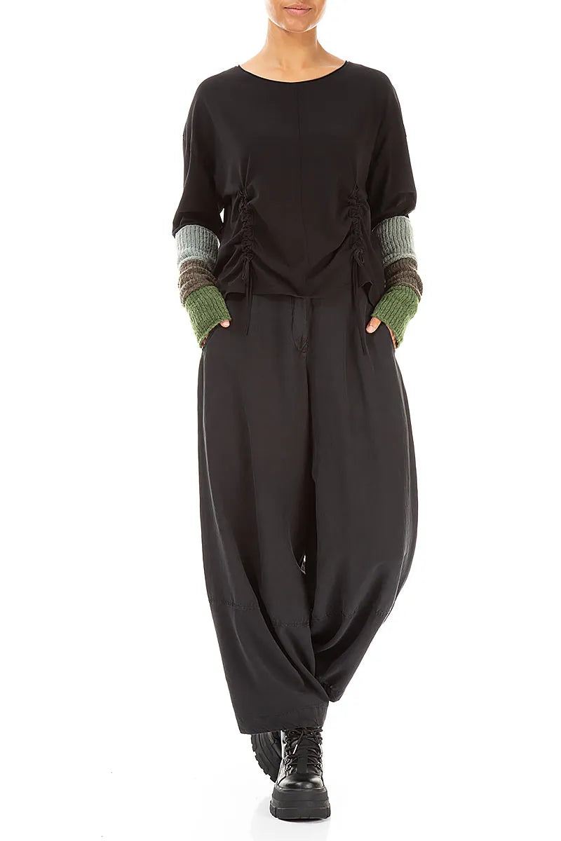 Colour Block Khaki &amp; Sage Wool Wristlets 2