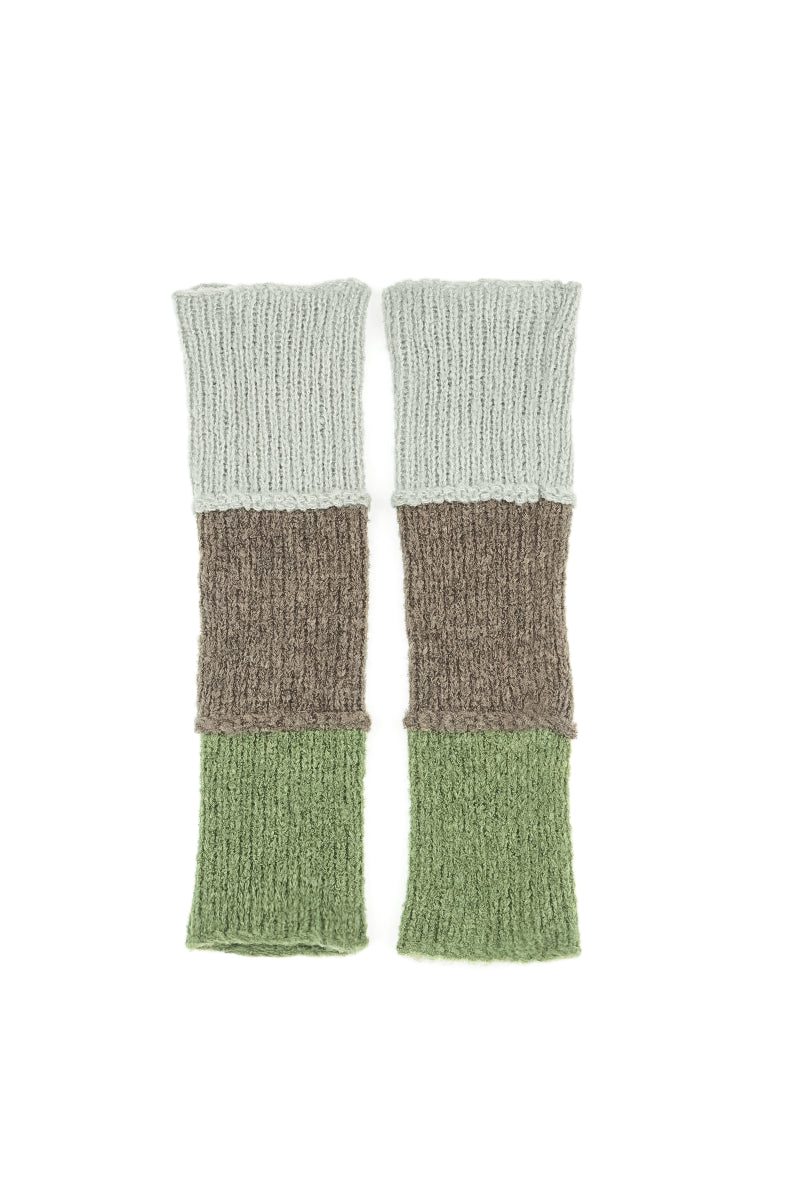 Colour Block Khaki &amp; Sage Wool Wristlets 6