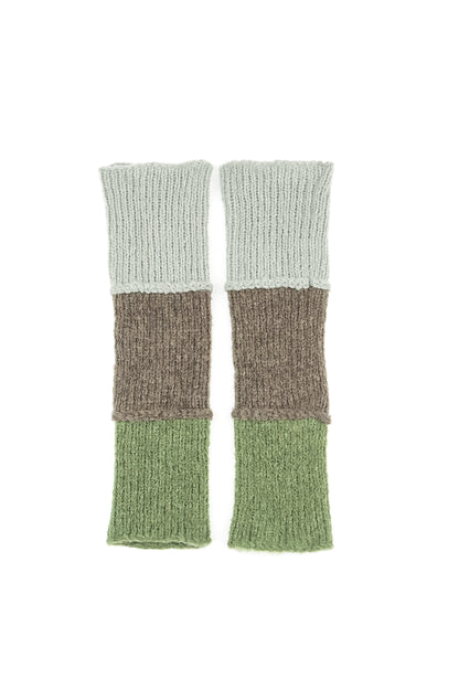 Colour Block Khaki &amp; Sage Wool Wristlets 6