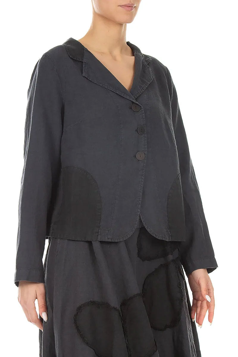 Contrast Detail Graphite Linen Jacket 3
