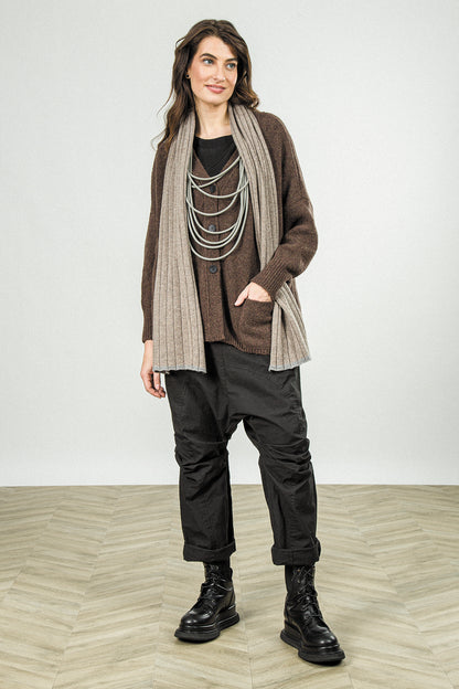 Contrast Edge Light Grey Cashmere Scarf
