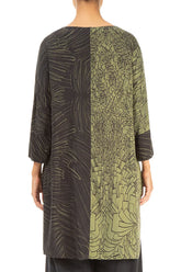 Contrasting Pocket Printed Forest Mist Silk Tunic 2