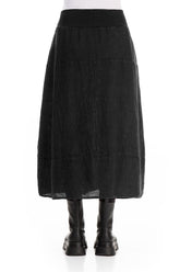 Cotton Waist Black Mélange Linen Skirt 2