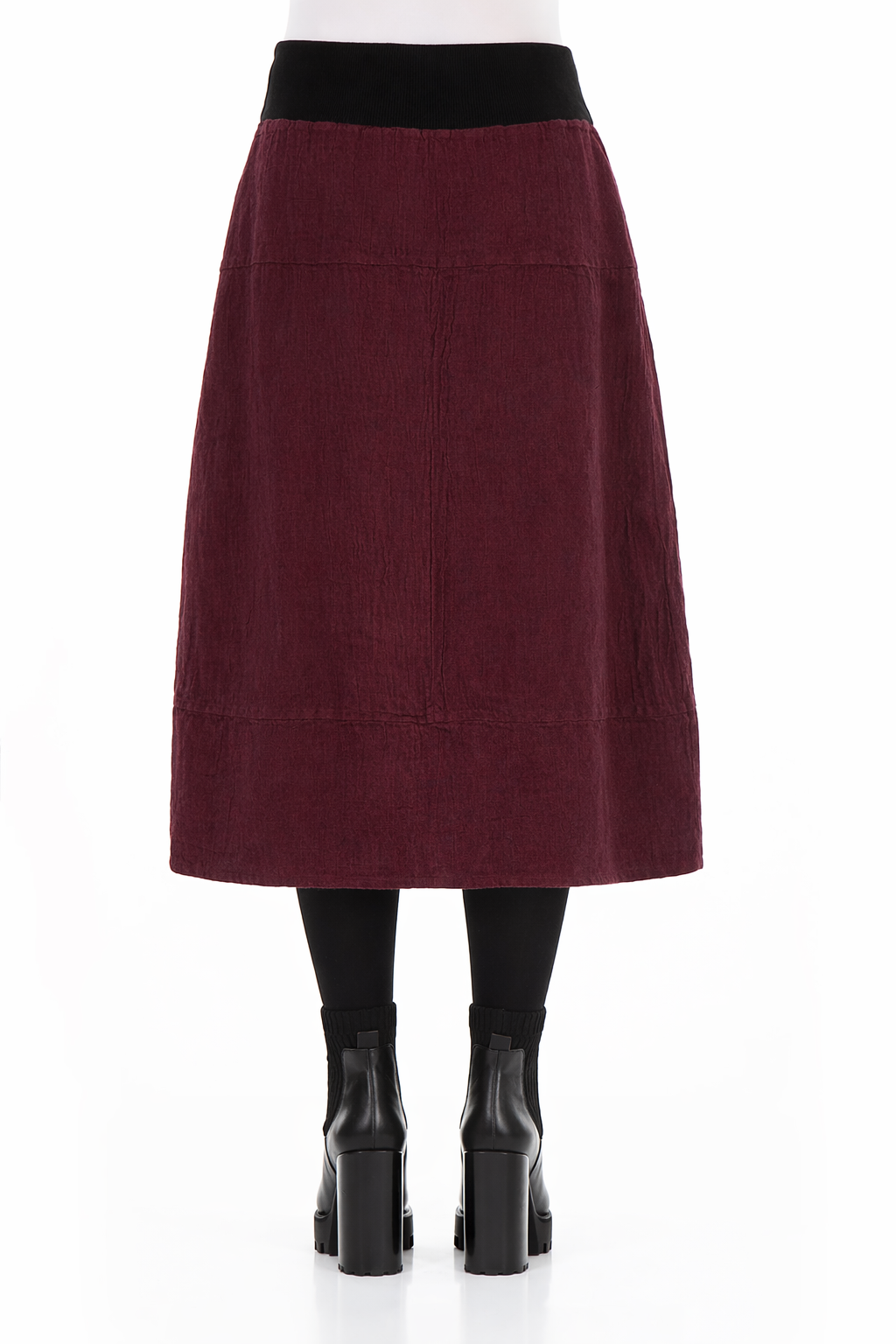 Cotton Waist Magenta Mélange Linen Skirt 2