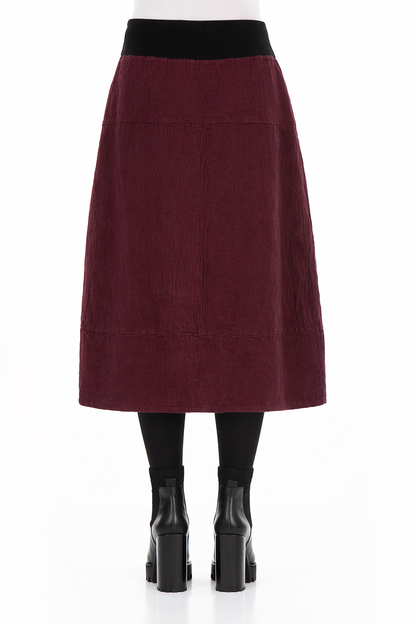 Cotton Waist Magenta Mélange Linen Skirt 3