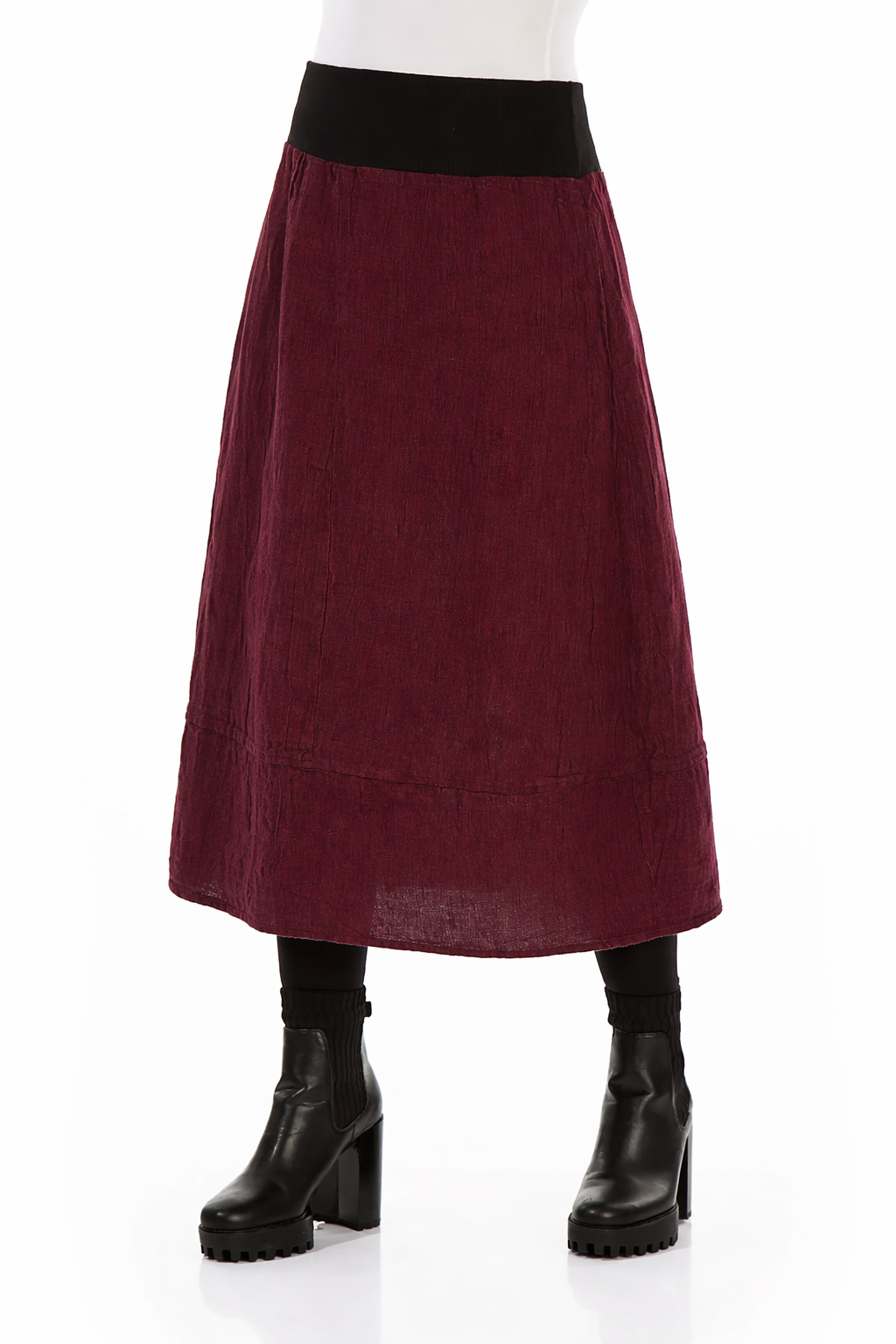 Cotton Waist Magenta Mélange Linen Skirt 2