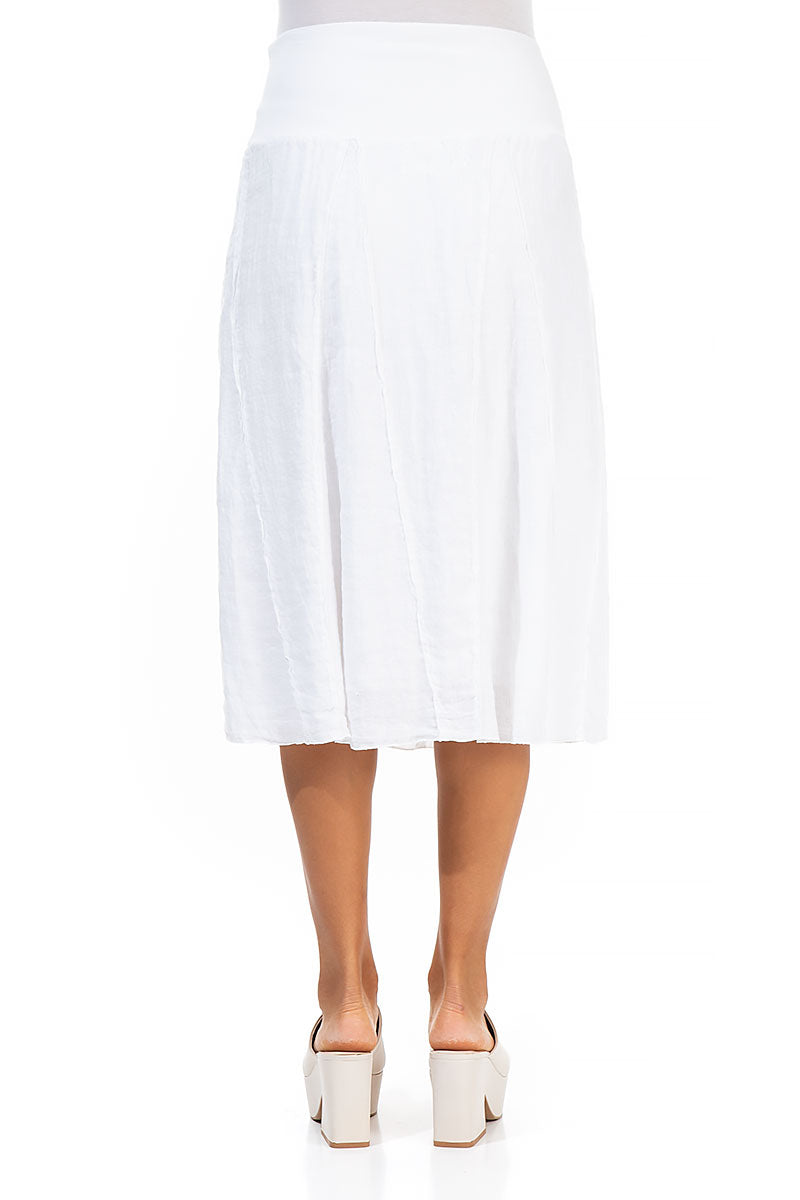 Cotton Waist White Linen Skirt