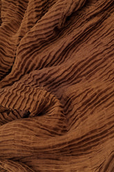 Cowl Neck Aged Copper Plissé Silk Blouse 5