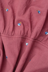 Cowl Neck Antique Ruby Embroidered Petals Cotton Tunic 5