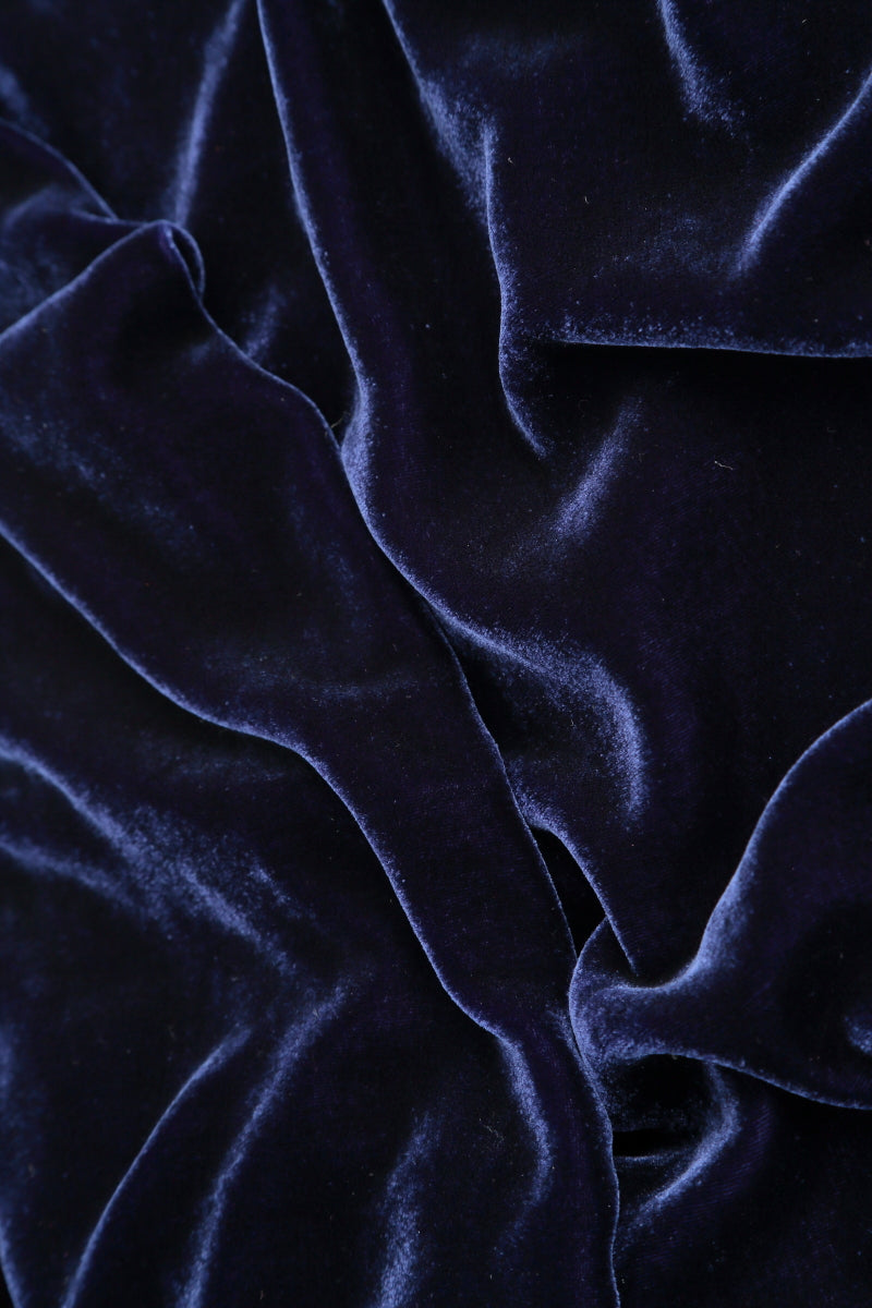 Cowl Neck Asymmetric Blue Violet Silk Velvet Tunic