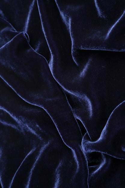 Cowl Neck Asymmetric Blue Violet Silk Velvet Tunic