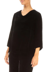 Cowl Neck Black Silk Velvet Blouse 3
