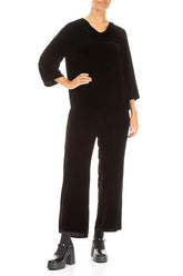 Cowl Neck Black Silk Velvet Blouse 4
