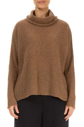 Cowl Neck Caramel Wool Sweater 1