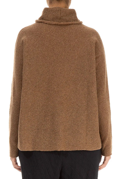 Cowl Neck Caramel Wool Sweater 2