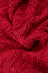 Cowl Neck Cherry Red Circle Silk Linen Blouse 5