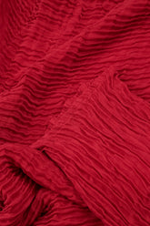 Cowl Neck Cherry Red Plissé Silk Blouse 5