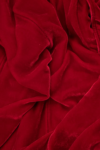 Cowl Neck Cherry Red Silk Velvet Blouse 5