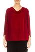 Cowl Neck Cherry Red Silk Velvet Blouse 1